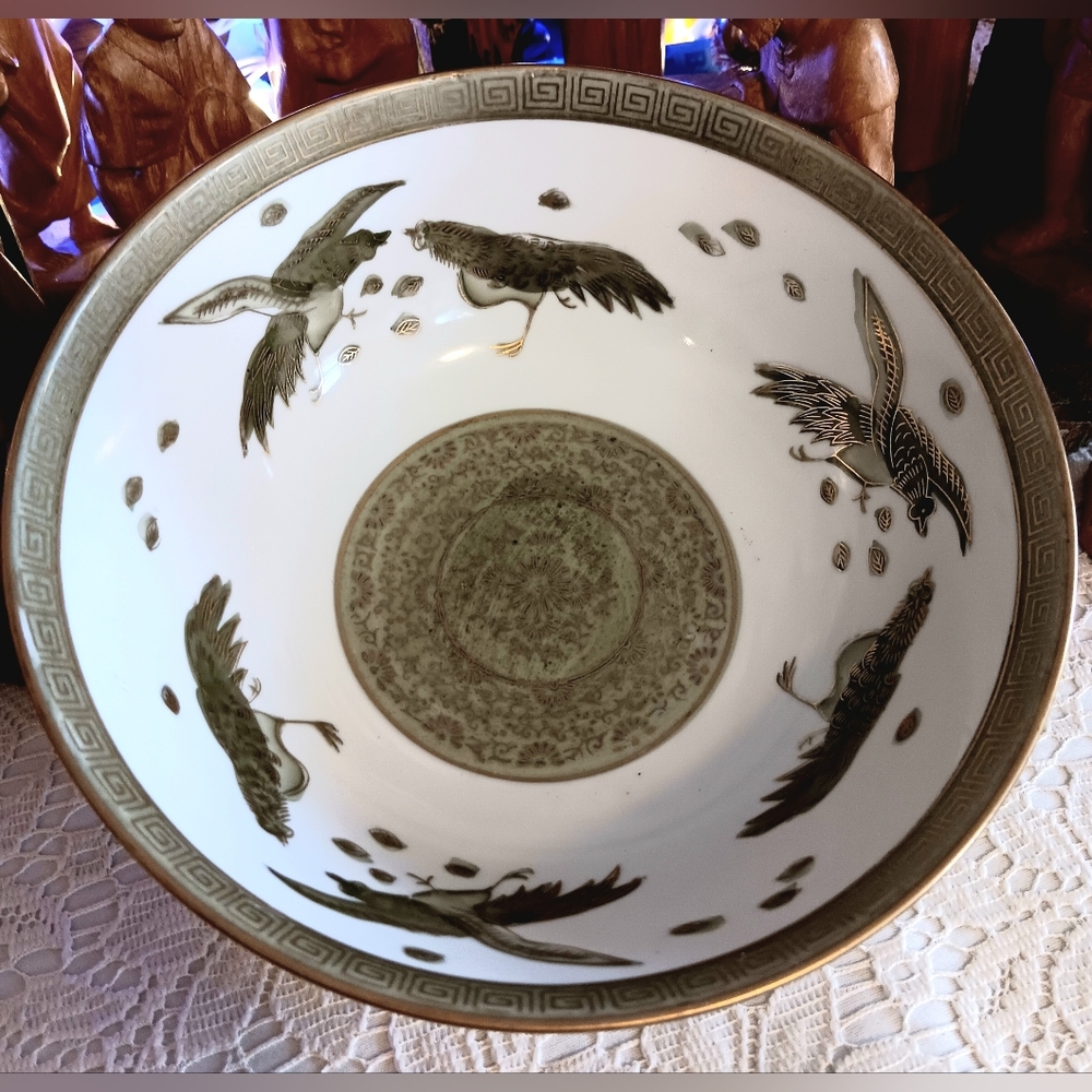 Vintage Andrea By Sadek Japanese Birds Porcelain Bowl